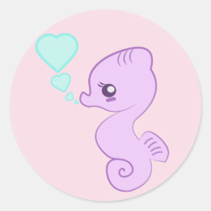 Sticker Rond Hippocampe mignon de bébé