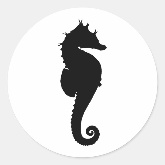 Sticker Rond Hippocampe noir et blanc (Devant)