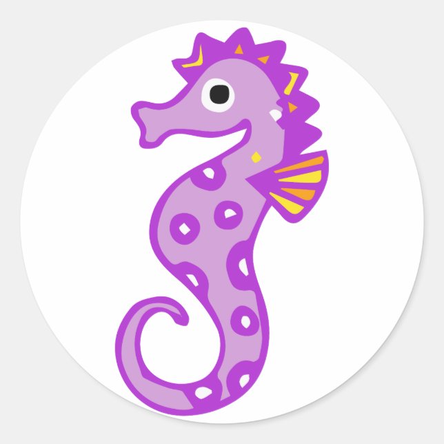 Sticker Rond Hippocampe pourpre (Devant)