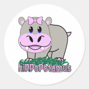 Sticker Rond Hippopotame