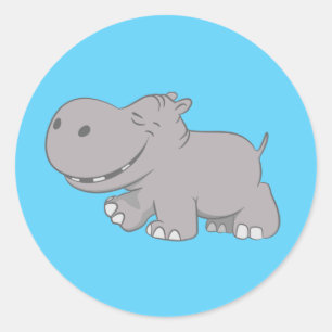Sticker Rond Hippopotame
