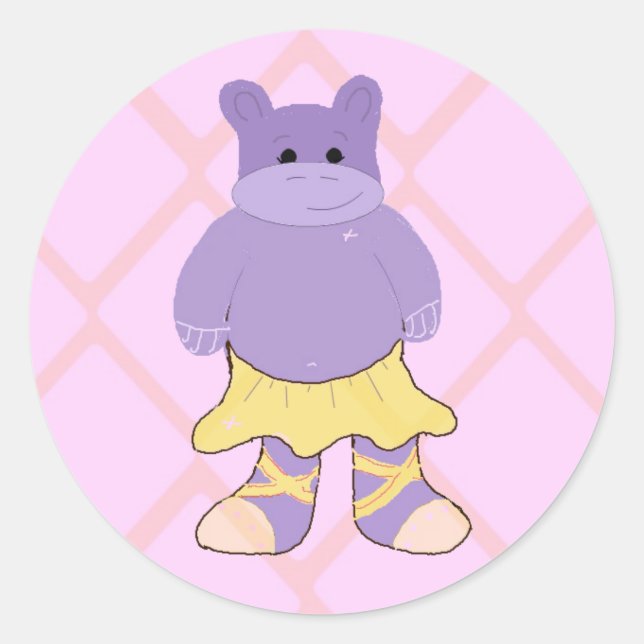 Sticker Rond Hippopotame ballerine (Devant)