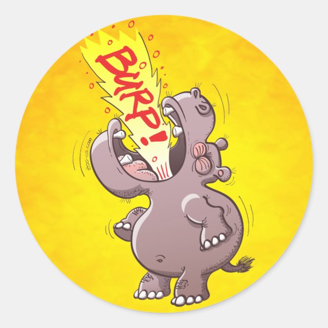 Sticker Rond Hippopotame Burning (Devant)