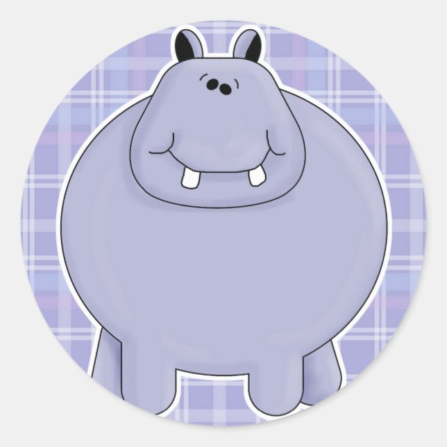 Sticker Rond hippopotame grassouillet mignon (Devant)