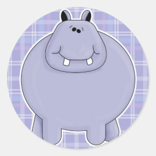 Sticker Rond hippopotame grassouillet mignon