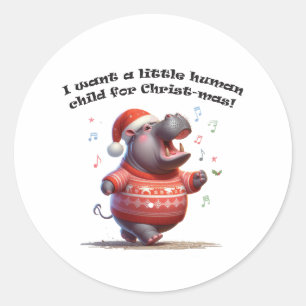 Sticker Rond Hippopotame pour la satire de Noël