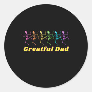 Sticker Rond Hippy Papa Porte Un Père Reconnaissant Danser Des
