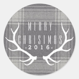 Sticker Rond Hipster Antlers Noël