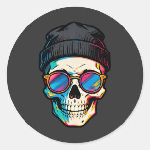 Sticker Rond Hipster Crânien