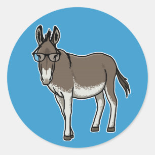 Sticker Rond Hipster Donkey