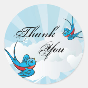 Sticker Rond Hirondelles de tatouage et Merci urbain de défilem