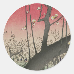 Sticker Rond Hiroshige Plum Estate Kameido : Japonais vintage
