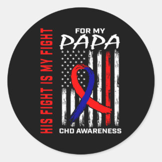 Sticker Rond His Fight Papa Chd Awareness American Flag Graphic