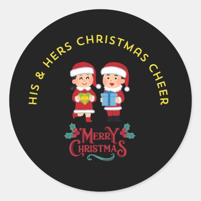 Sticker Rond His & Hers Christmas Cheer (Devant)