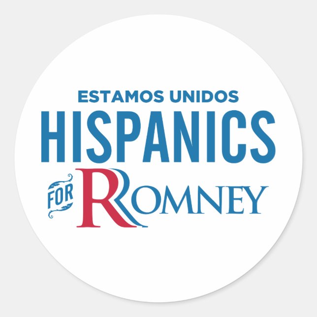 Sticker Rond Hispaniques pour Romney (Devant)
