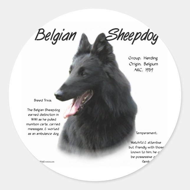 Sticker Rond Histoire Belge Du Chien À Cheval; Tout Sur Le Chie (Devant)