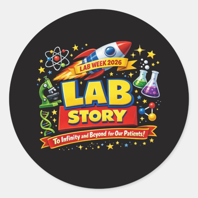 Sticker Rond HISTOIRE DE LABO – Semaine des Labos 2026 Affiche  (Devant)