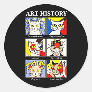 Sticker Rond Histoire de l'art félin Peinture drôle Professeur 