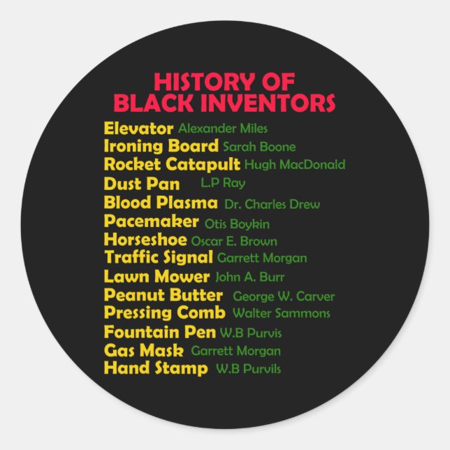Sticker Rond Histoire Des Inventeurs Noirs Mois De L'Histoire N (Devant)