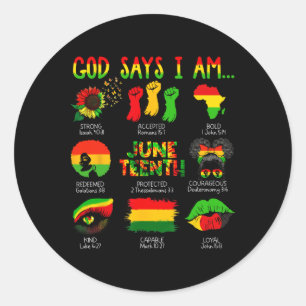 Sticker Rond Histoire des Noirs Juneteenth Dieu dit que je suis