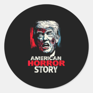 Sticker Rond Histoire d'horreur de zombie Trump américain Vinta
