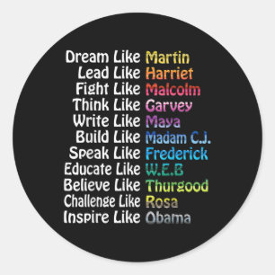 Sticker Rond Histoire noire inspirante Leaders influents Ma