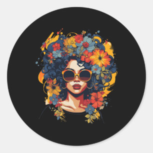 Sticker Rond Histoire Noire T Shrits Pour Femmes Afro Cheveux F