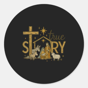 Sticker Rond Histoire vraie Nativité Noël Enfant Jésus Religieu