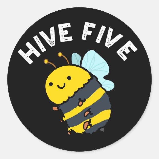 Sticker Rond Hive Cinq Funky High Cinq Bee Pun Dark BG (Devant)
