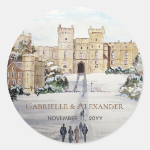Sticker Rond Hiver à Windsor Castle Painting Mariage