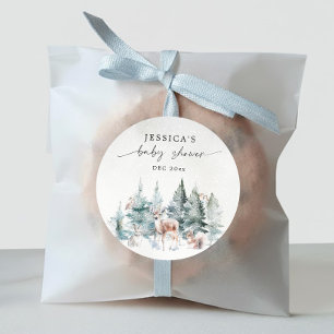 Sticker Rond Hiver Bébé boisé Il fait froid dehors Baby shower