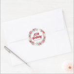 Sticker Rond Hiver Berry Wreath 80th Birthday Envelope Seal<br><div class="desc">Un sceau d'enveloppe magnifique et élégant conçu spécialement pour une fête de 80e anniversaire. Il présente une couronne d'aquarelle de baies rouges nichée dans un feuillage vert sauge. Le 80e anniversaire est écrit dans un script en gras. Une ligne ci-dessous vous permet d'ajouter le nom du célébrant de l'anniversaire ou...</div>