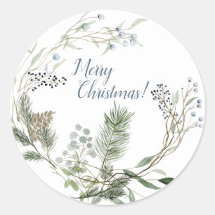Sticker Rond Hiver Berry Wreath Holiday Tags favoris