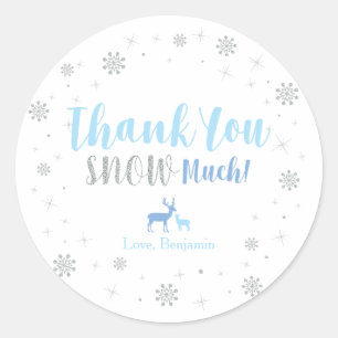 Sticker Rond Hiver merveilleux, Merci neige beaucoup autocollan
