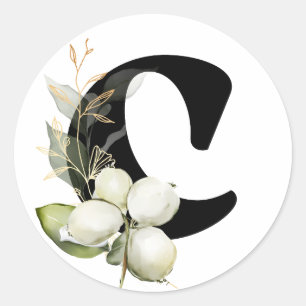 Sticker Rond hiver MONOGRAMME alphabet cyrillique bulgare  Clas