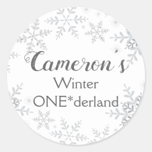 Sticker Rond Hiver ONE derland Anniversaire Parties scintillant