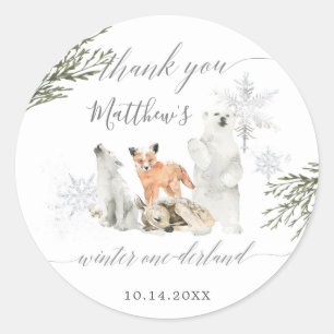 Sticker Rond Hiver Onederland Bois Merci animal