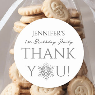 Sticker Rond Hiver ONEderland Silver Minimaliste 1er annivers