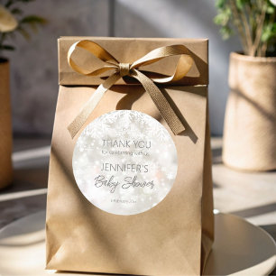 Sticker Rond Hiver pastel enneigé baby shower merci pour