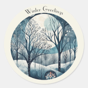Sticker Rond Hiver scandinave, personnalisable