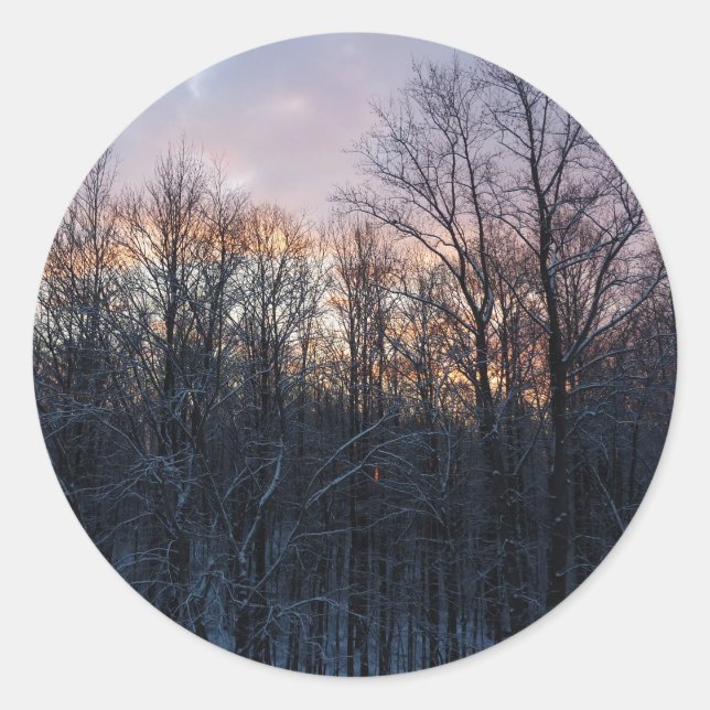 Sticker Rond Hiver Sunrise I Pastel Paysage naturel (Devant)