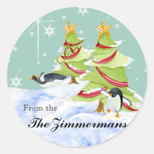 Sticker Rond Hiver Whimsy mignon ours polaire Baby dans l'étoil (Devant)