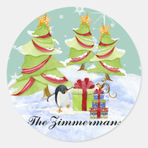 Sticker Rond Hiver Whimsy mignon ours polaire Baby dans l'étoil