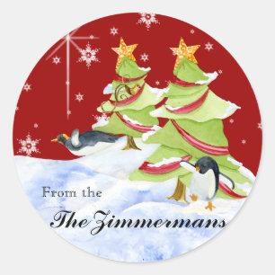 Sticker Rond Hiver Whimsy mignon ours polaire Baby dans l'étoil