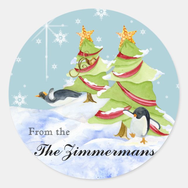 Sticker Rond Hiver Whimsy mignon ours polaire Baby dans l'étoil (Devant)