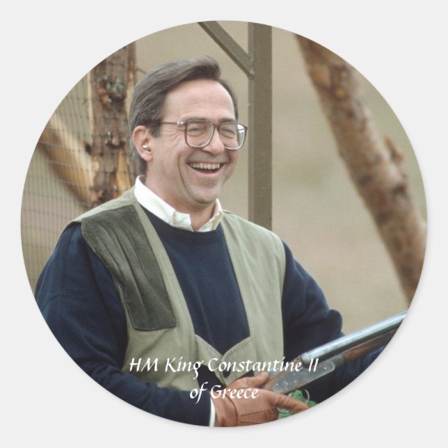 Sticker Rond HM King Constantine II de Grèce (Devant)