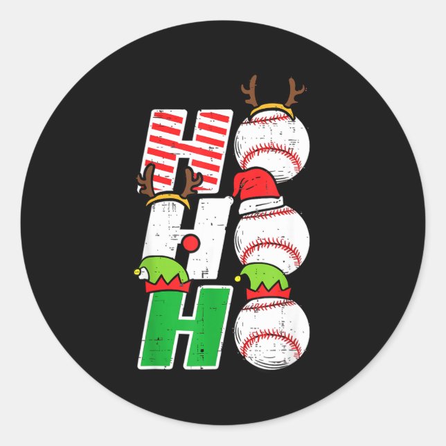 Sticker Rond Ho Ho Baseball Elf Candy Cane Funny Christmas Srt  (Devant)