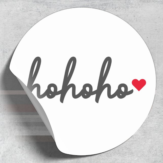 Sticker Rond Ho Ho | Christmas Heart Modern Minimalist (Créateur téléchargé)