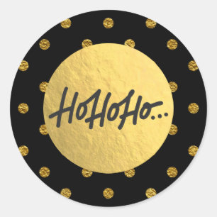 Sticker Rond HO HO HO Black Pois Gold Foil