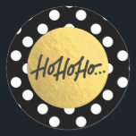 Sticker Rond HO HO HO Christmas Holiday Black White Pois<br><div class="desc">Stickers</div>